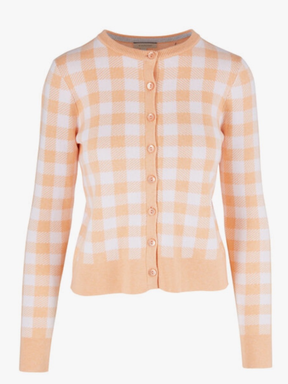 NWOT Kinross Apricot & White Gingham Cardigan Large